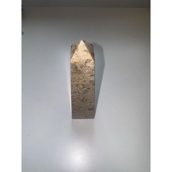 Marble Obelisk Figurine Decorative Accent Beige Cream 8" H X 2" L. - Picture 3 of 7